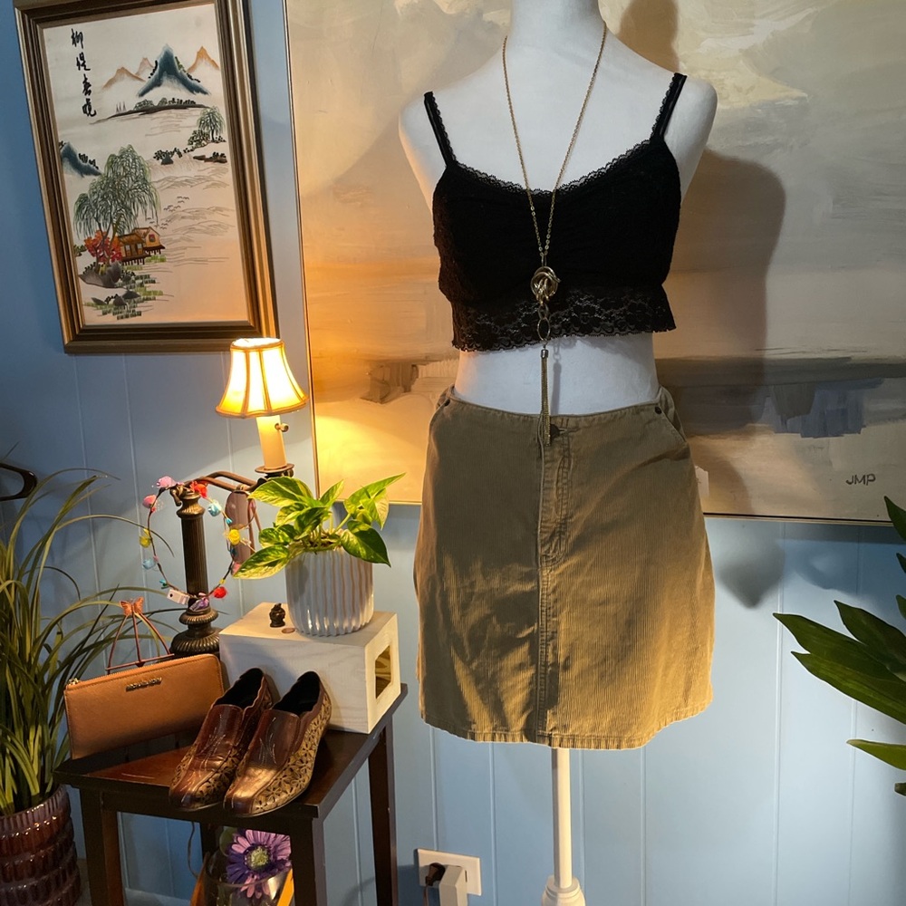 American Eagle Outfitters Khaki Colduroy Mini Skirt